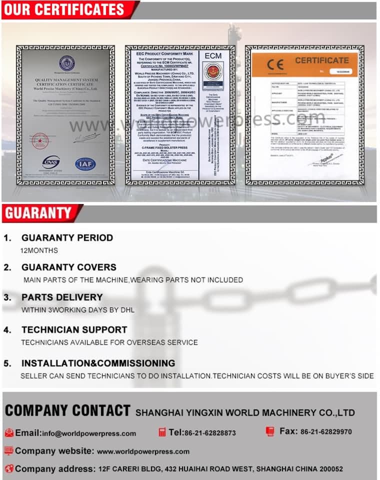 Certyfikat maszyny prasowej